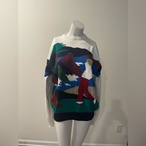 Vintage GOLDEN BEAR Jack Nicklaus All Over Print Knit Sweater Sz xl